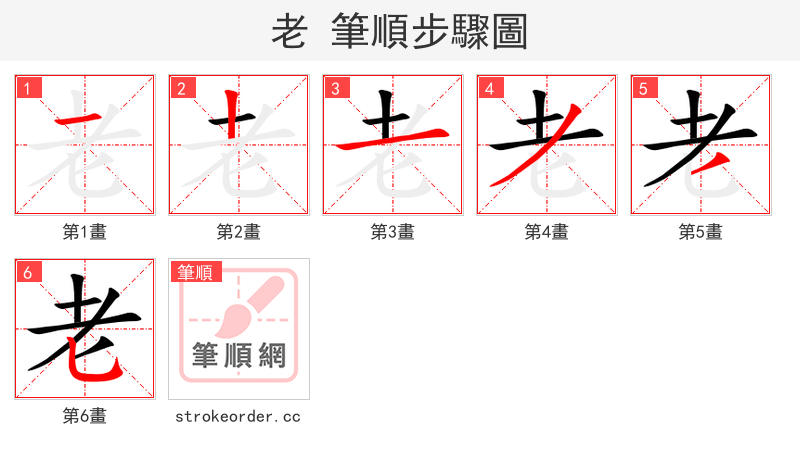 stroke order steps of 老