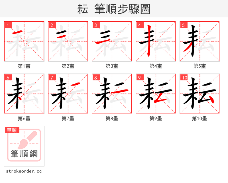 stroke order steps of 耘