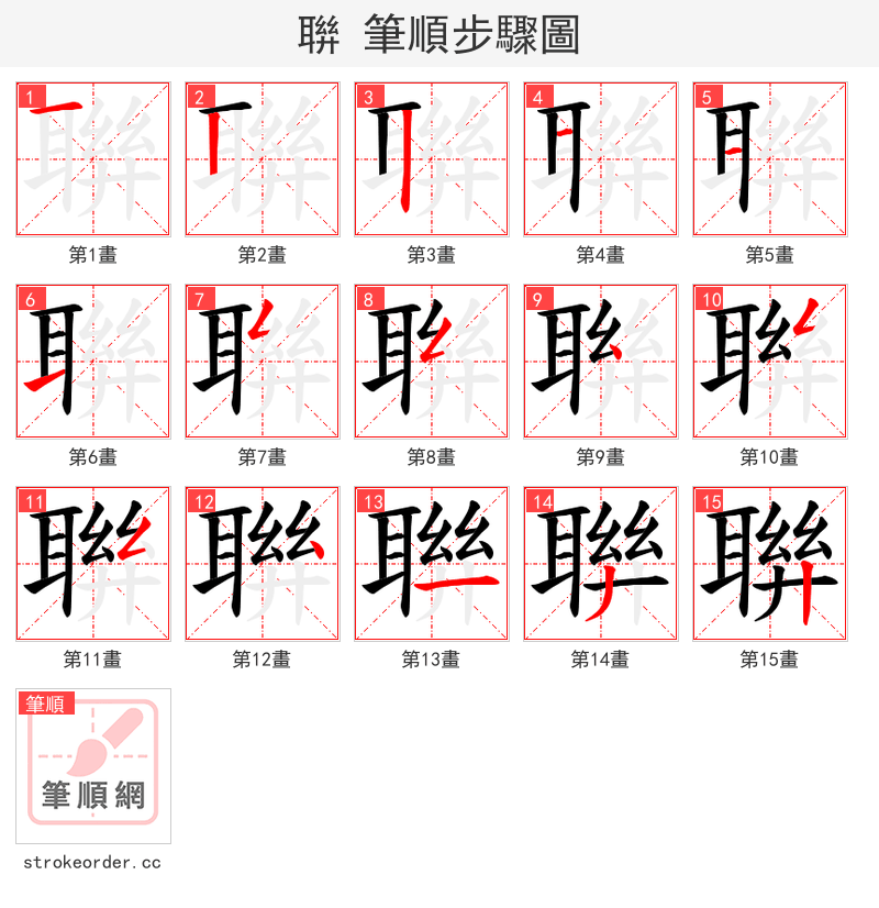 聨 的笔顺分步演示（一笔一画写字）