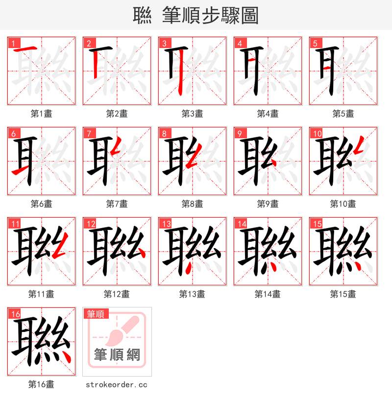 聮 的笔顺分步演示（一笔一画写字）