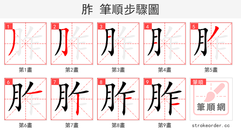 胙 的笔顺分步演示（一笔一画写字）