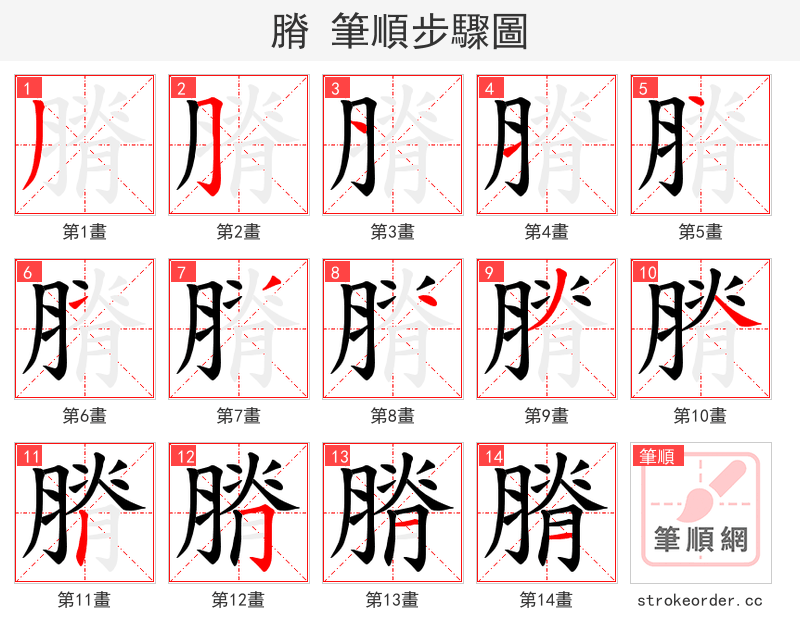 膌 的笔顺分步演示（一笔一画写字）