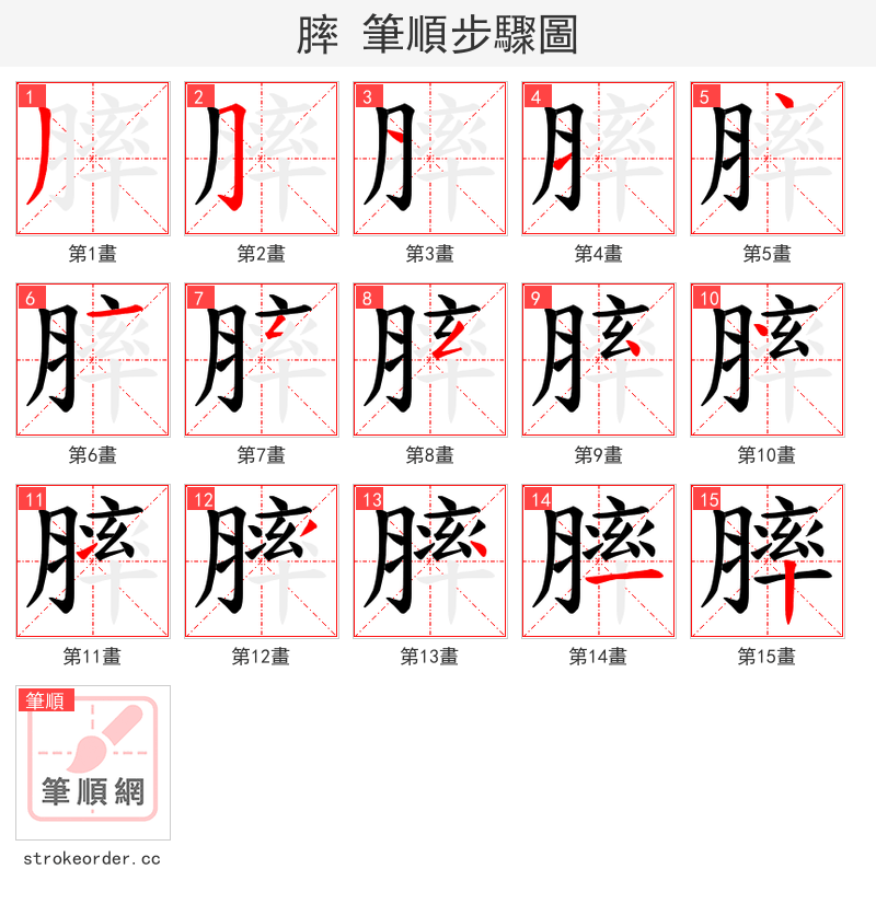 膟 的笔顺分步演示（一笔一画写字）