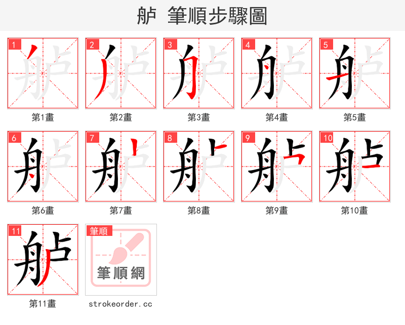 舻 的笔顺分步演示（一笔一画写字）