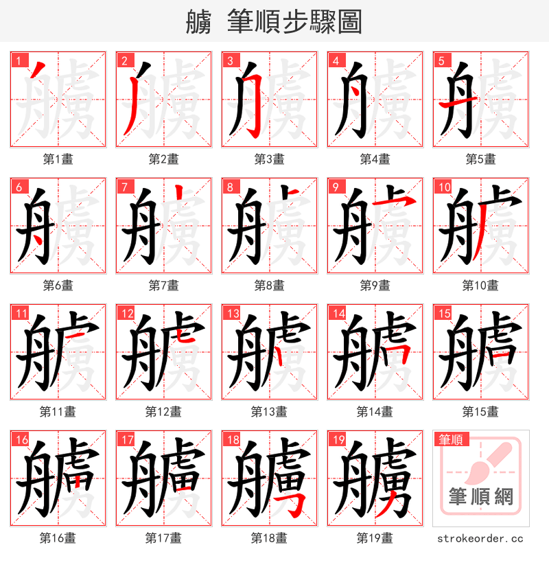 艣 的笔顺分步演示（一笔一画写字）