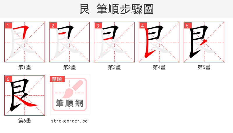 艮 的笔顺分步演示（一笔一画写字）