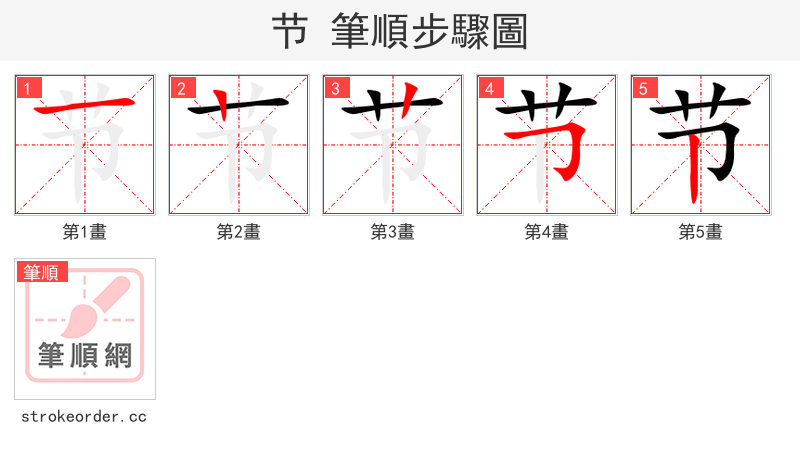 节 的笔顺分步演示（一笔一画写字）
