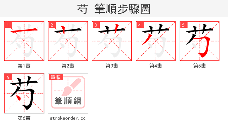 stroke order steps of 芍