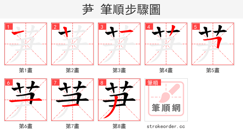芛 的笔顺分步演示（一笔一画写字）