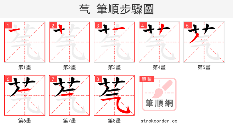 芞 的笔顺分步演示（一笔一画写字）