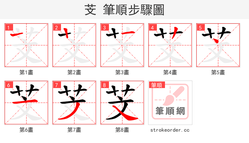 芠 的笔顺分步演示（一笔一画写字）