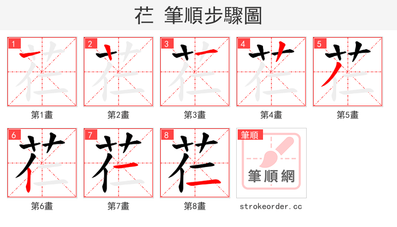 芢 的笔顺分步演示（一笔一画写字）