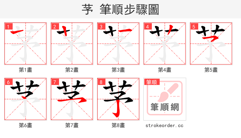芧 的笔顺分步演示（一笔一画写字）