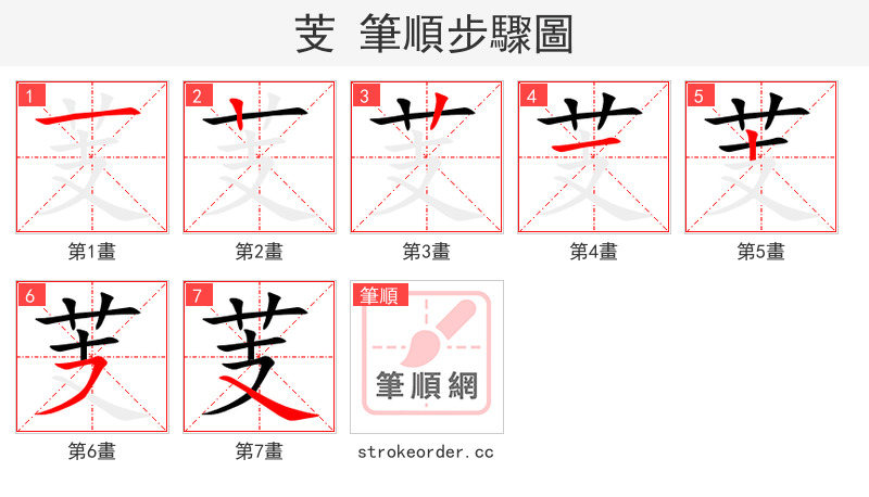 芰 的笔顺分步演示（一笔一画写字）