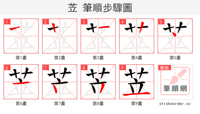 苙 的笔顺分步演示（一笔一画写字）