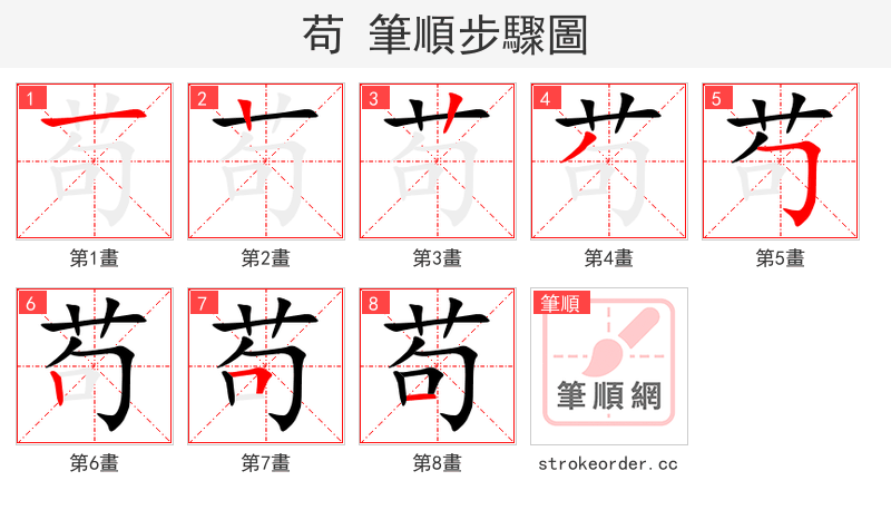 stroke order steps of 苟