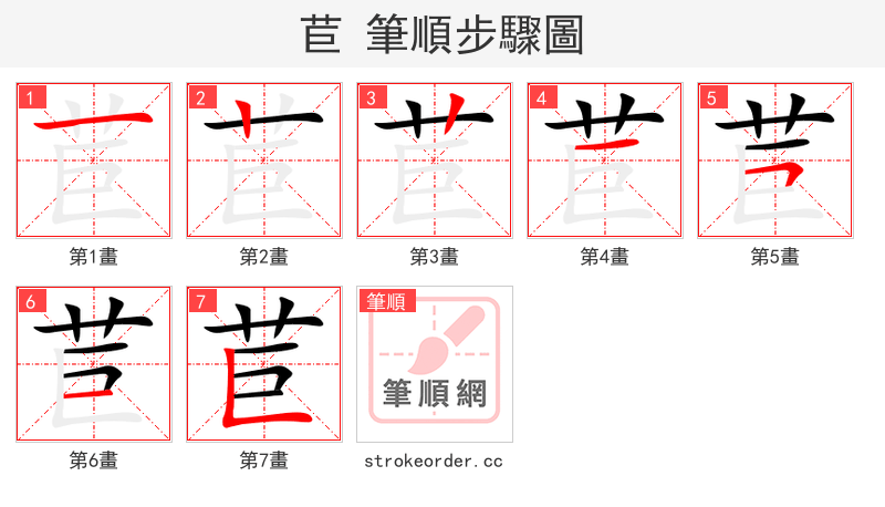 苣 的笔顺分步演示（一笔一画写字）