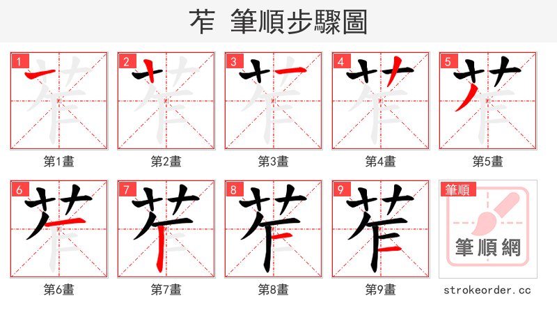 苲 的笔顺分步演示（一笔一画写字）
