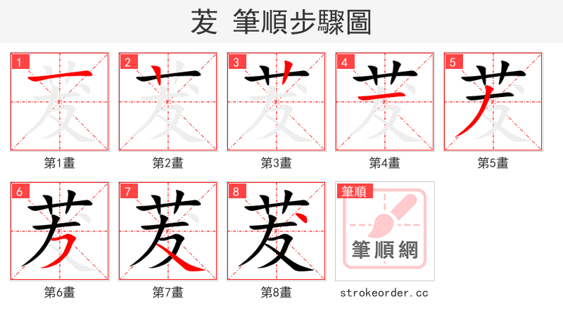 茇 的笔顺分步演示（一笔一画写字）