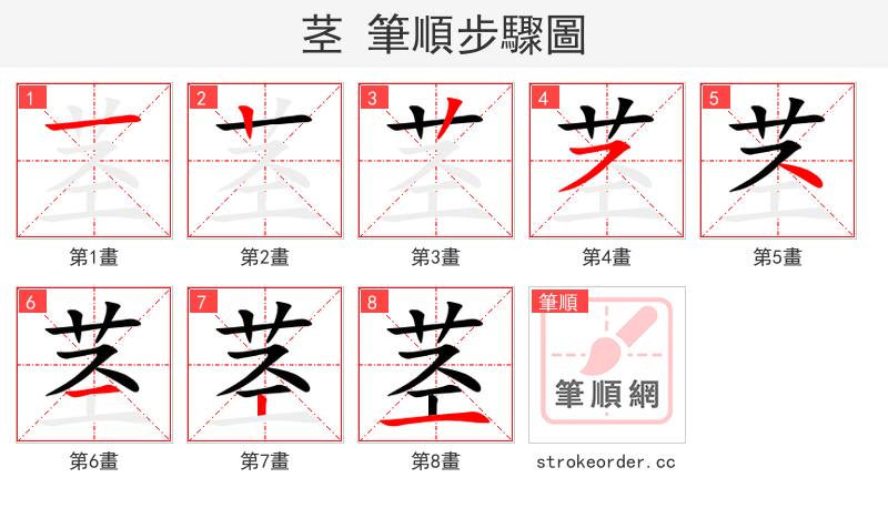 stroke order steps of 茎