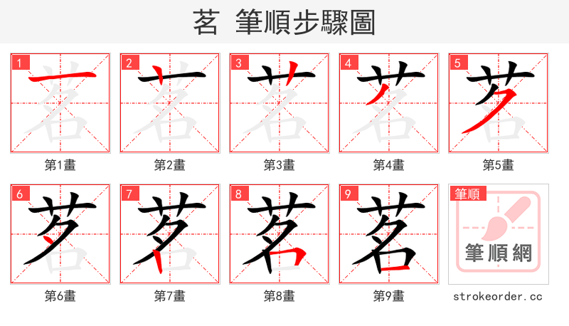 茗 的笔顺分步演示（一笔一画写字）