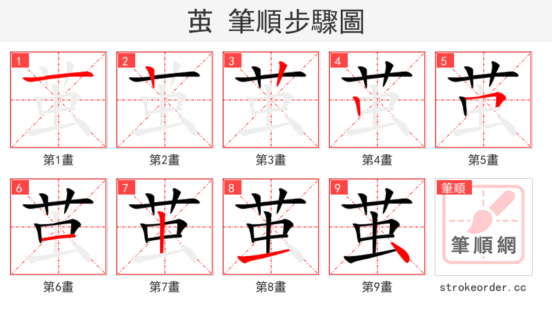 stroke order steps of 茧