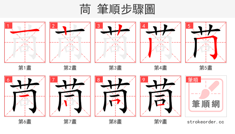 茼 的笔顺分步演示（一笔一画写字）