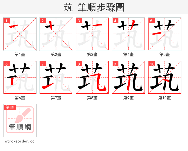 茿 的笔顺分步演示（一笔一画写字）
