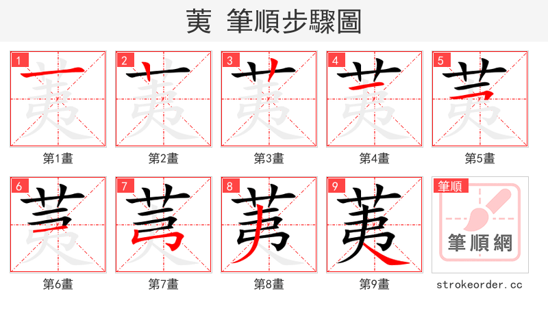 荑 的笔顺分步演示（一笔一画写字）
