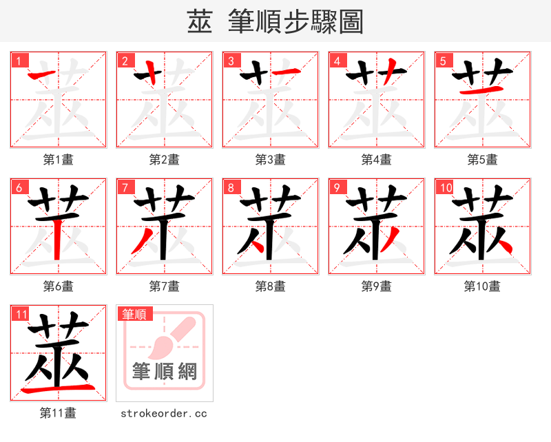 莁 的笔顺分步演示（一笔一画写字）