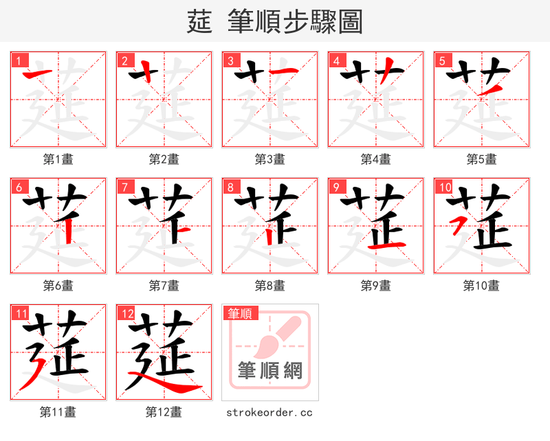 莚 的笔顺分步演示（一笔一画写字）
