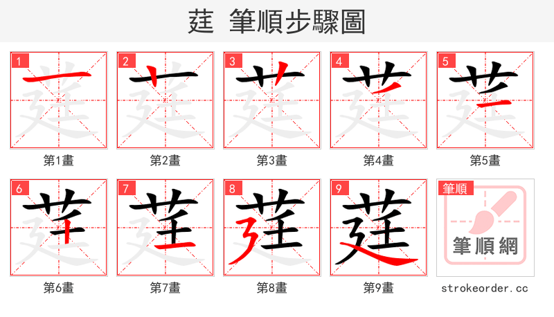 莛 的笔顺分步演示（一笔一画写字）