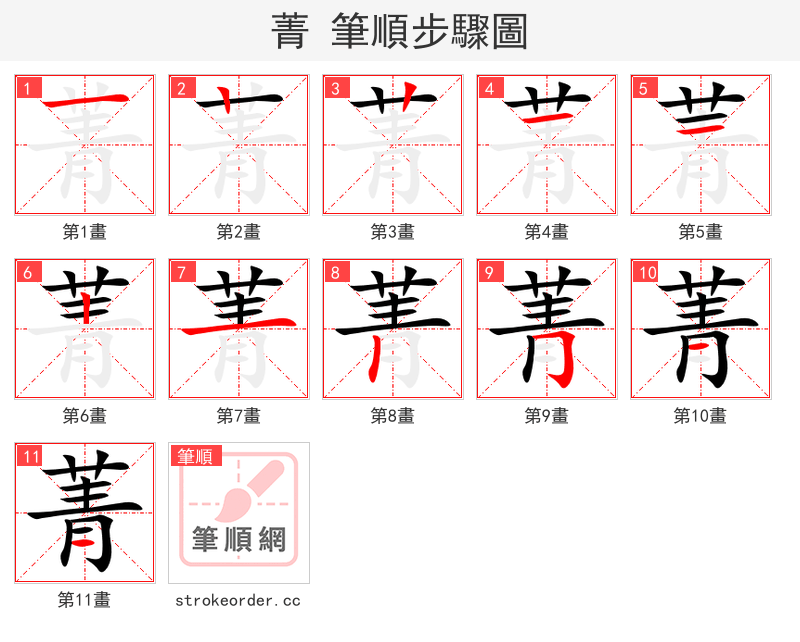 菁 的笔顺分步演示（一笔一画写字）