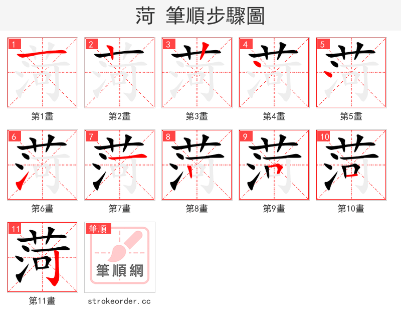 菏 的笔顺分步演示（一笔一画写字）