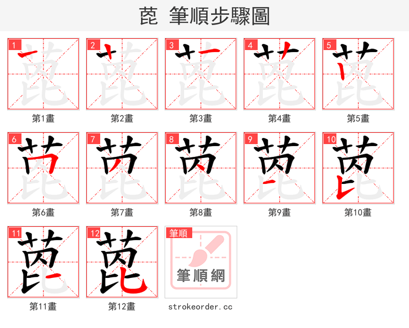 萞 的笔顺分步演示（一笔一画写字）