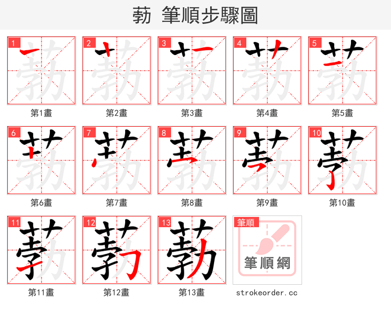 葧 的笔顺分步演示（一笔一画写字）