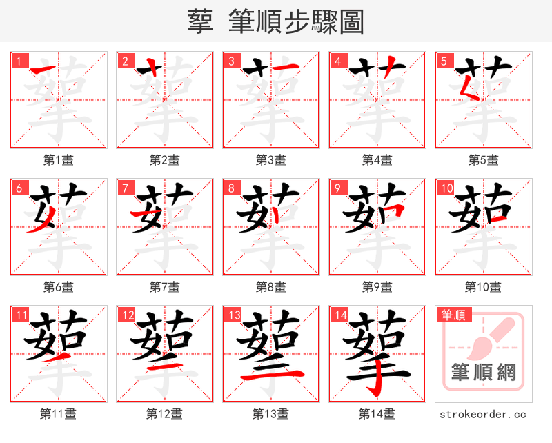 蒘 的笔顺分步演示（一笔一画写字）