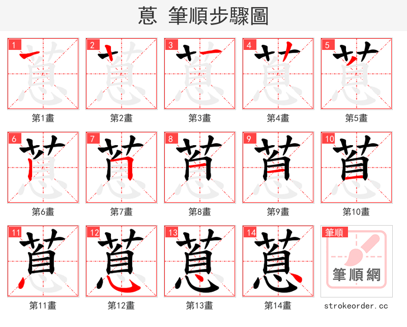 蒠 的笔顺分步演示（一笔一画写字）