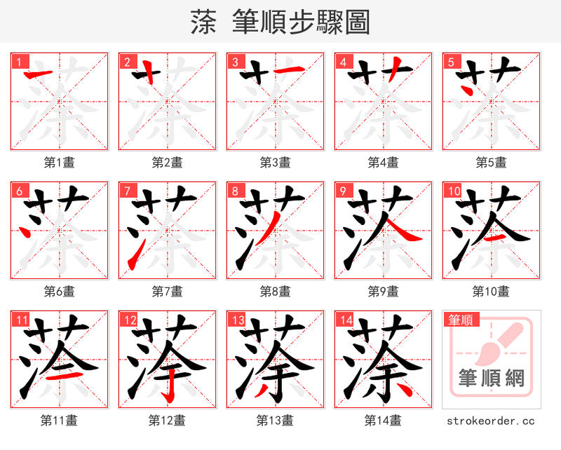 蒤 的笔顺分步演示（一笔一画写字）
