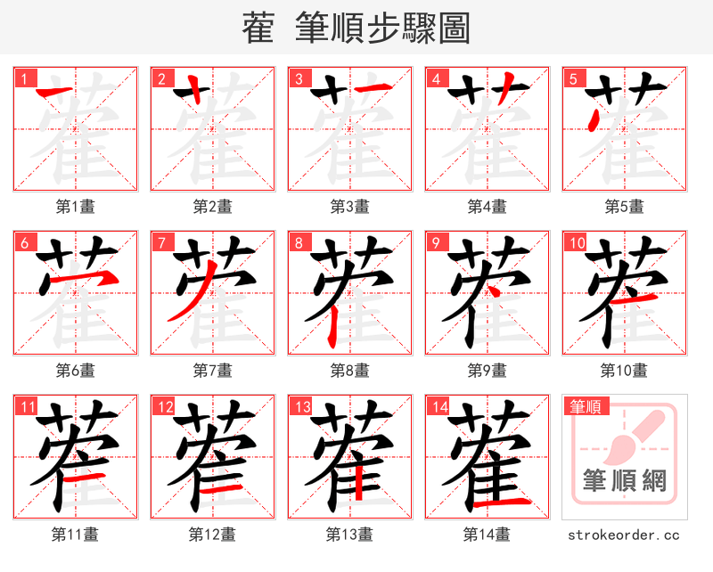 蒮 的笔顺分步演示（一笔一画写字）