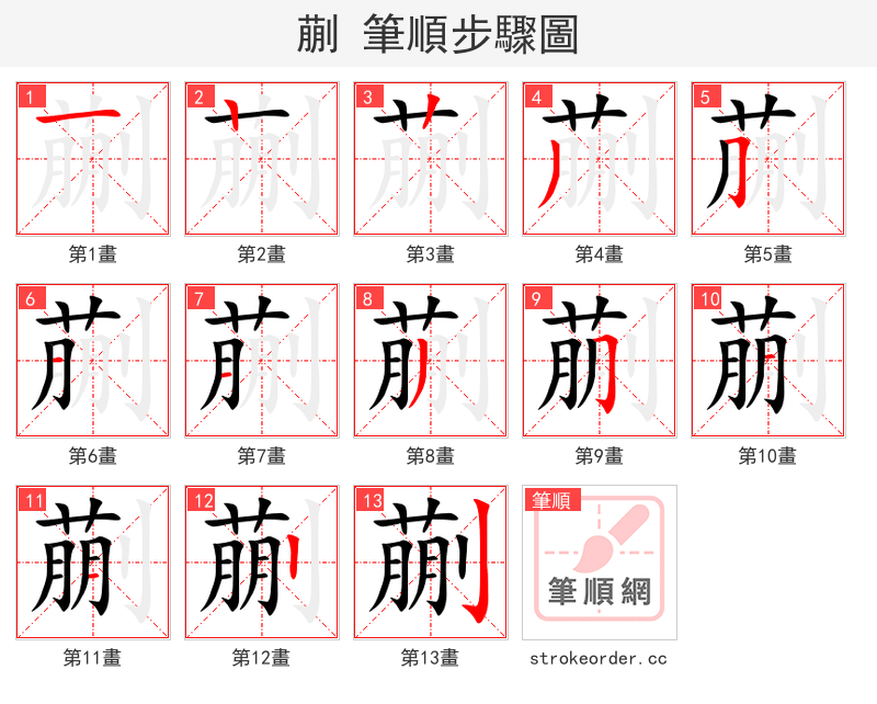 蒯 的笔顺分步演示（一笔一画写字）