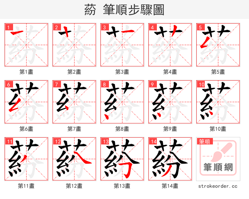 蒶 的笔顺分步演示（一笔一画写字）