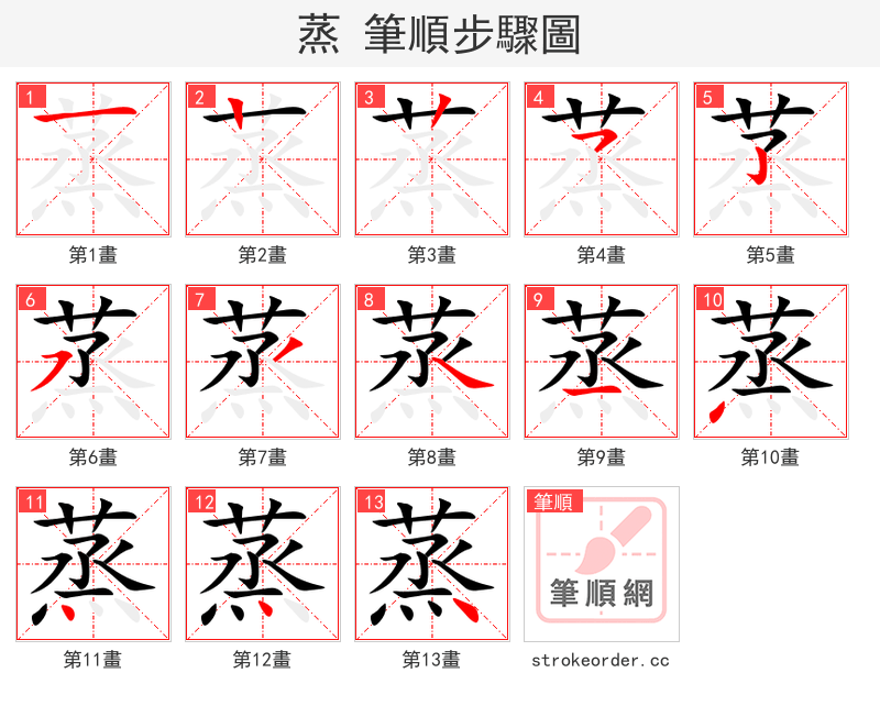蒸 的笔顺分步演示（一笔一画写字）