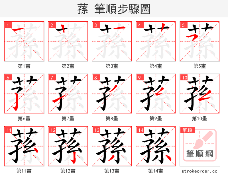 蓀 的笔顺分步演示（一笔一画写字）