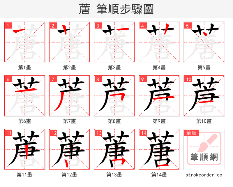 蓎 的笔顺分步演示（一笔一画写字）