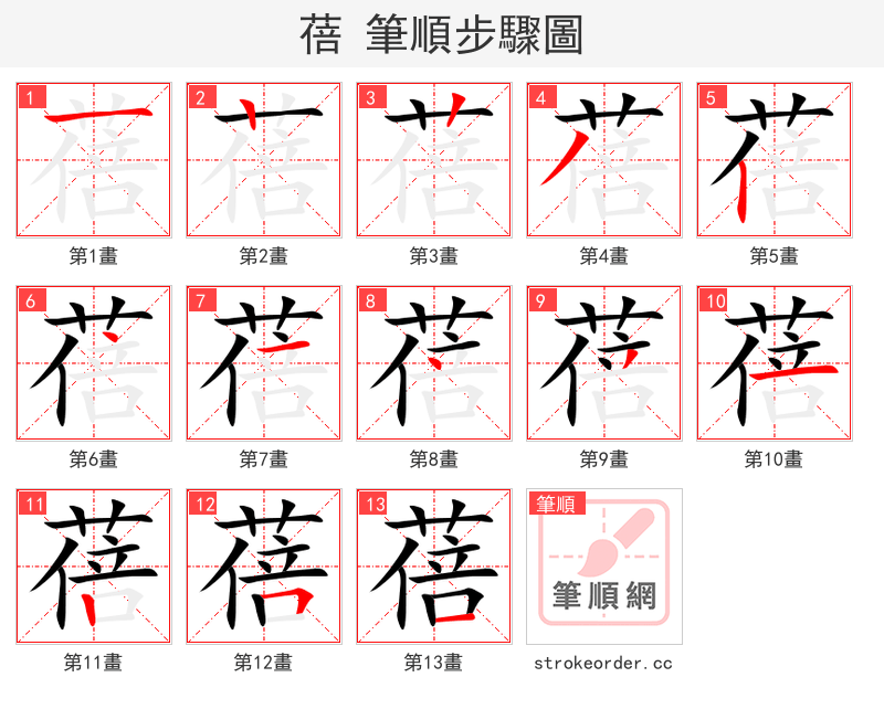 蓓 的笔顺分步演示（一笔一画写字）