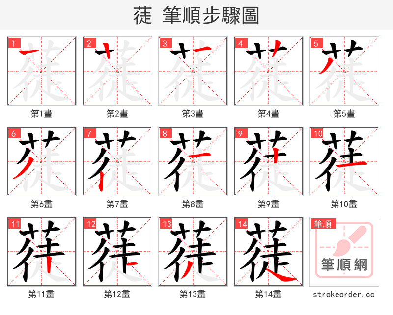 蓗 的笔顺分步演示（一笔一画写字）