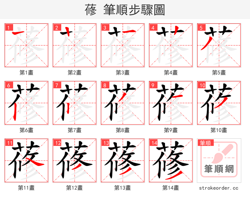 蓚 的笔顺分步演示（一笔一画写字）