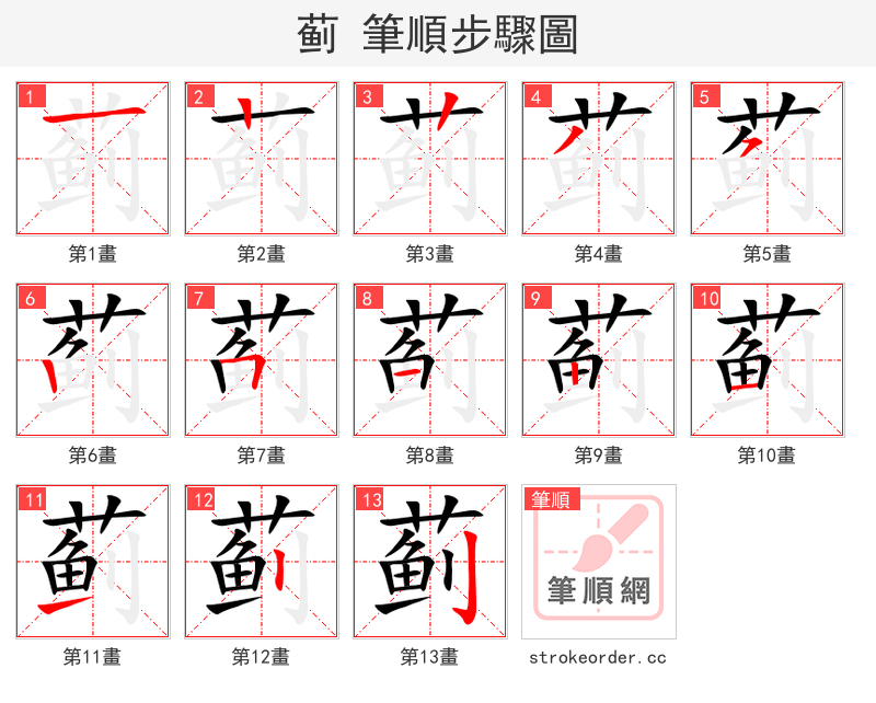 蓟 的笔顺分步演示（一笔一画写字）