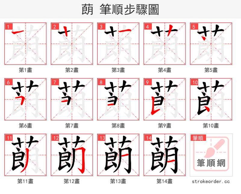蓢 的笔顺分步演示（一笔一画写字）